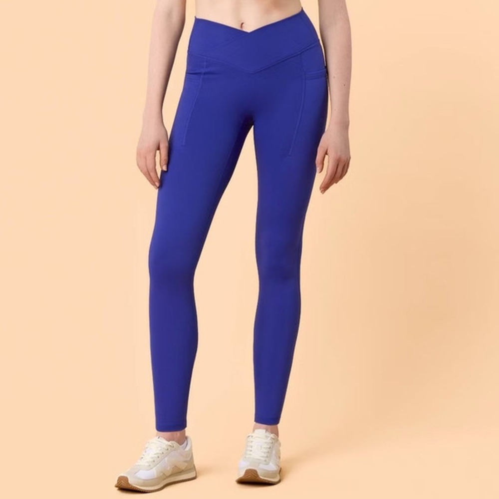 Blogilates Crisscross Leggings Womens 2Xā Royal Blue High Waist Pockets NWT